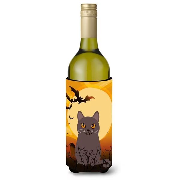 Halloween Chartreux Cat Wine Bottle Beverge Insulator Hugger, Carolines Treasures, Mfr#: BB4443LITERK